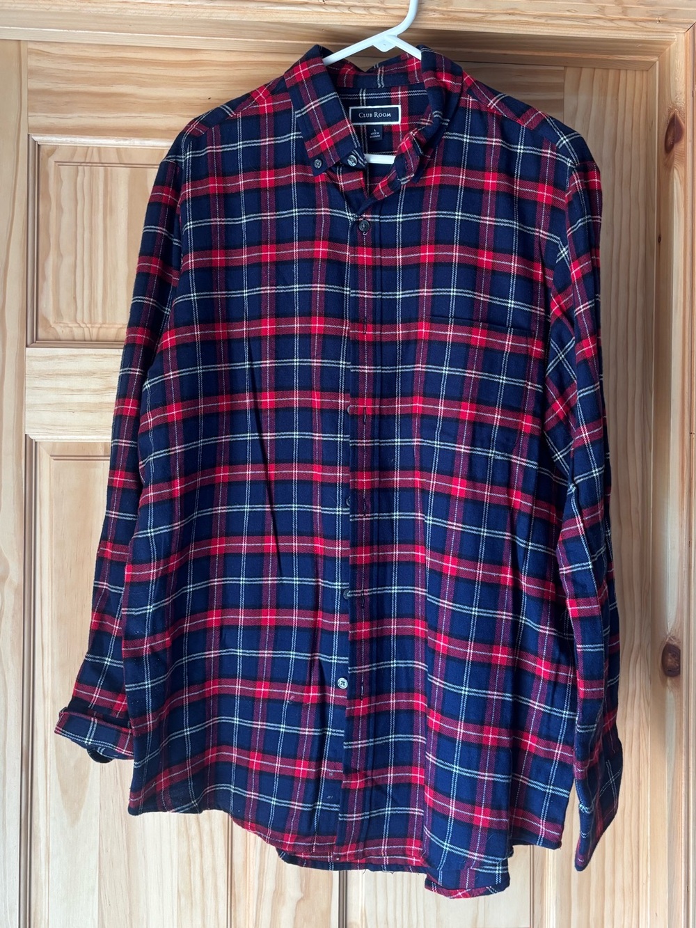 Club Room Red and Navy Plaid Button-Down Shirt
